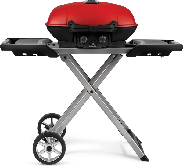 Napoleon TravelQ Red Lid With Scissor Cart 1 Napoleon TravelQ Red Lid With Scissor Cart